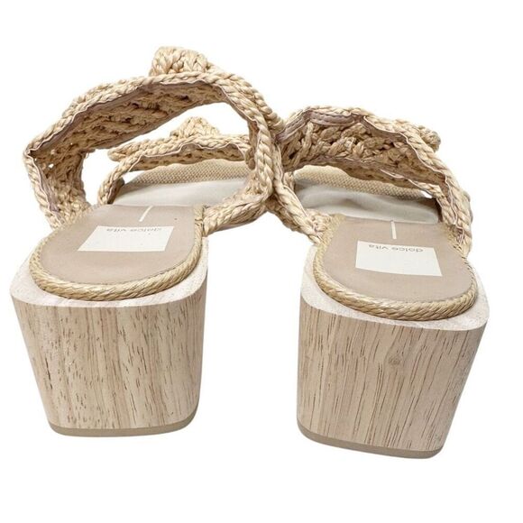 Dolce Vita Women's Zemmie Natural Raffia Low Wooden Block Heel Sandals Size 9 - Picture 8 of 10